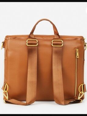 Fawn Design Cognac Convertible Men’s Backpack with Gold Hardware